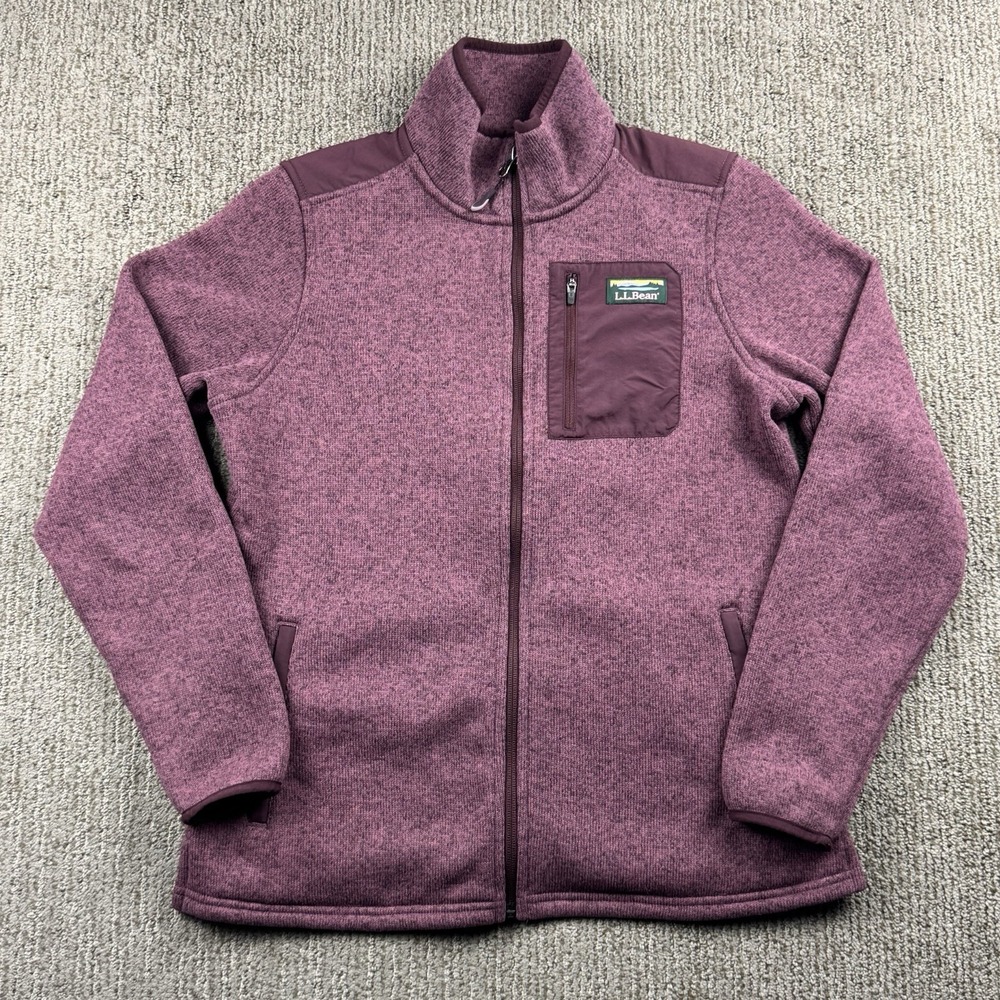 LL Bean Womens S Reg Sweater Fleece Jacket Full Zip Plum Purple